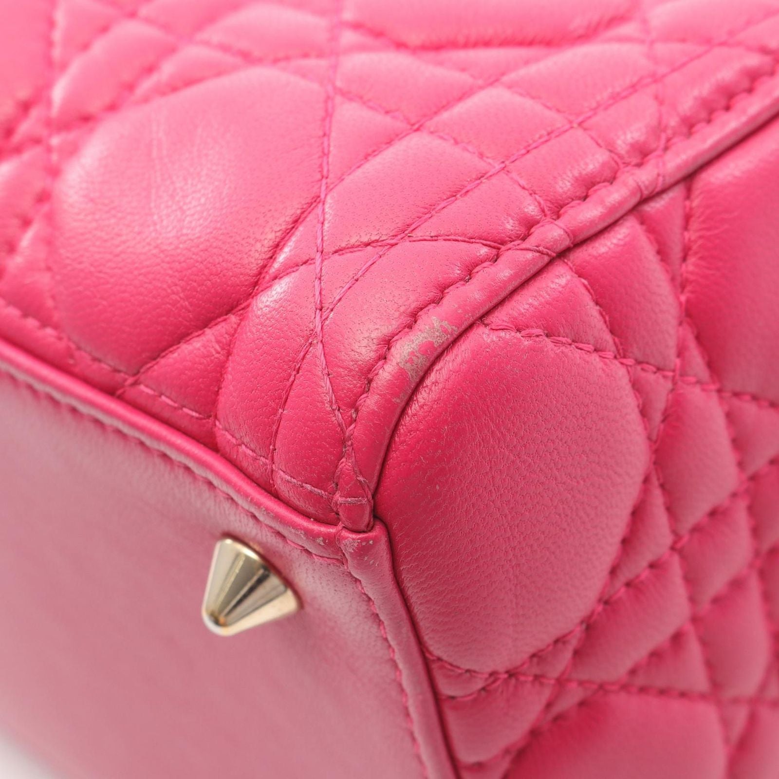 Dior Handbag Lady Dior Cannage Magenta Leather Lady Dior Cannage 2way Tote