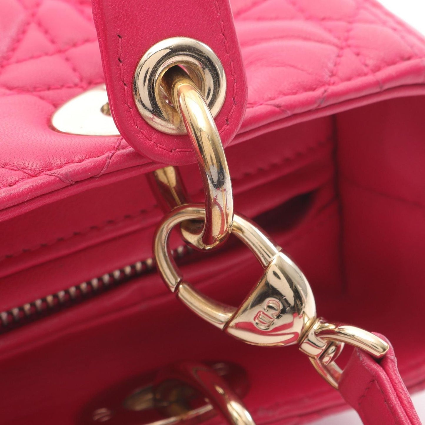 Dior Handbag Lady Dior Cannage Magenta Leather Lady Dior Cannage 2way Tote