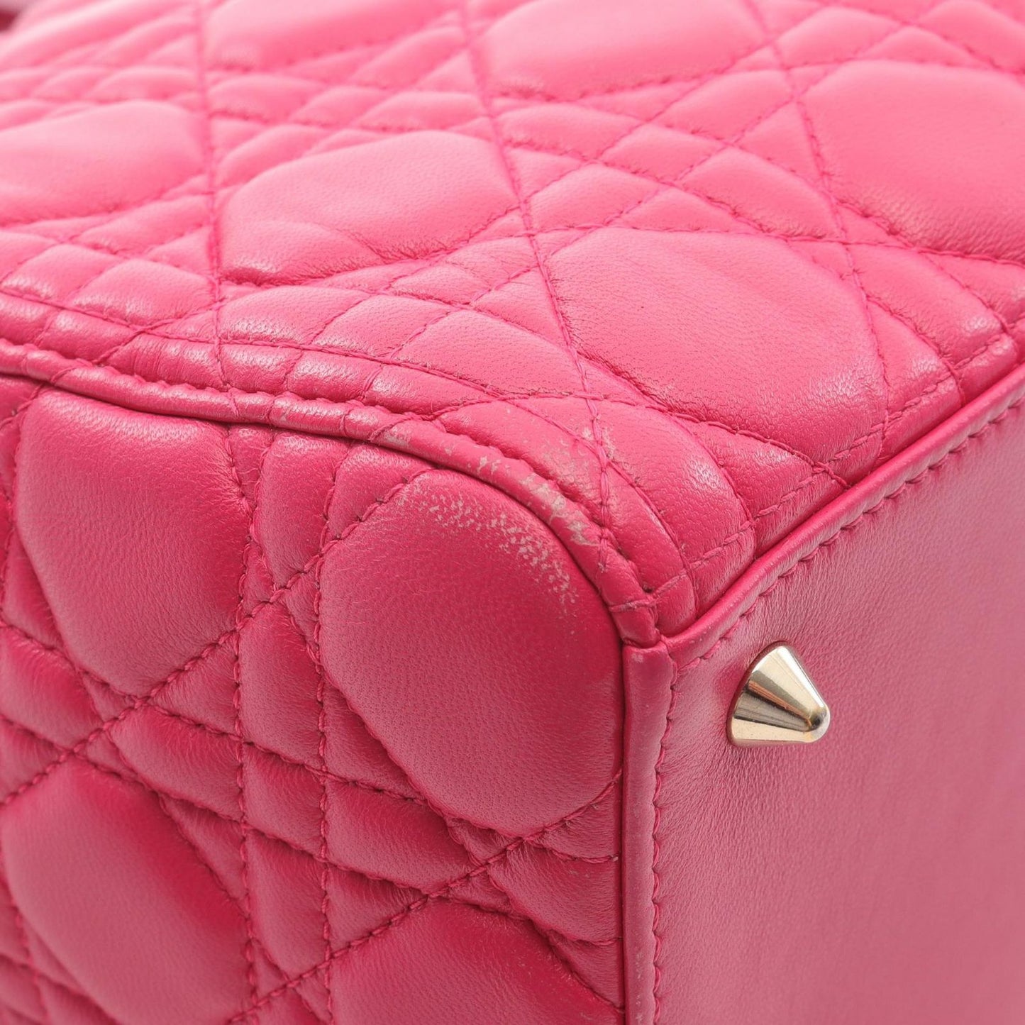 Dior Handbag Lady Dior Cannage Magenta Leather Lady Dior Cannage 2way Tote