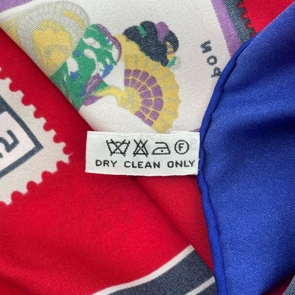 Chanel Scarf Silk Stamp Pattern Coco Mark Multicolor