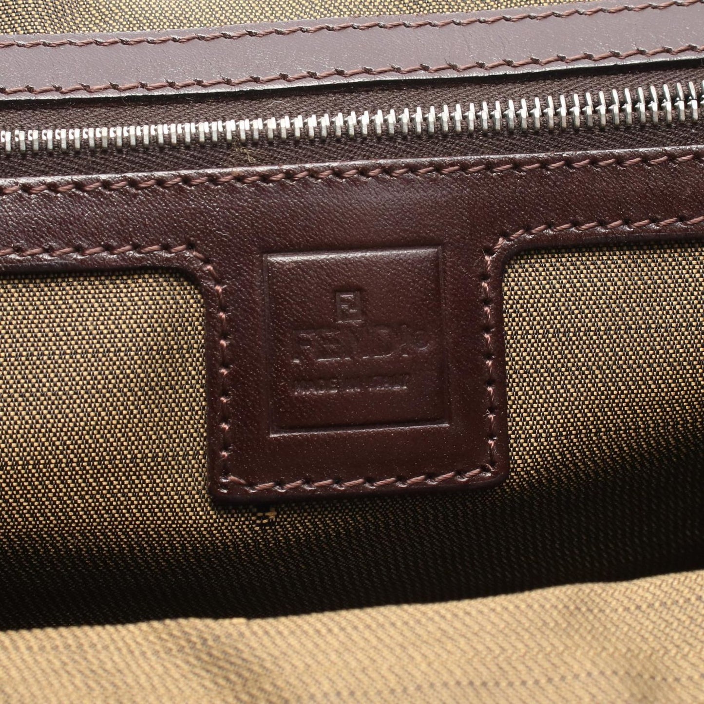 Fendi Tote Bag Zucca Black/khaki Canvas Leather Zucca Handbag Ladies B