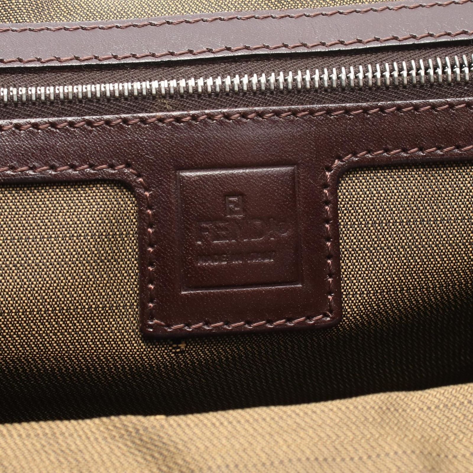 Fendi Tote Bag Zucca Black/khaki Canvas Leather Zucca Handbag Ladies B