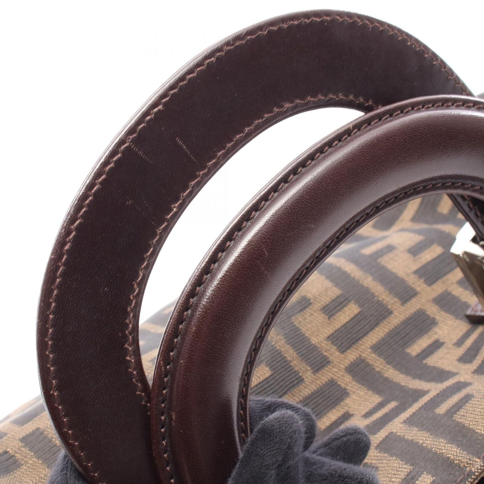 Fendi Tote Bag Zucca Black/khaki Canvas Leather Zucca Handbag Ladies B