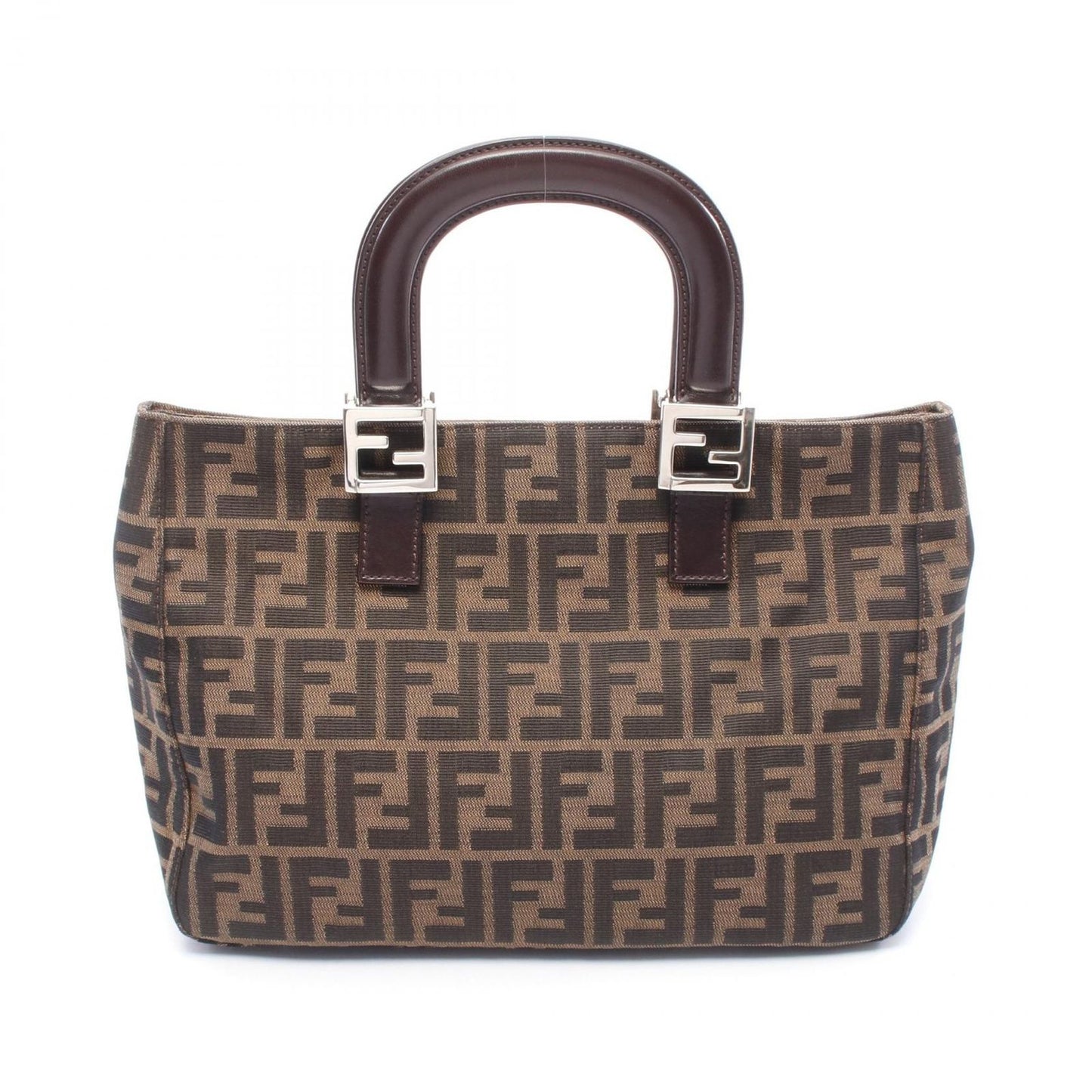 Fendi Tote Bag Zucca Black/khaki Canvas Leather Zucca Handbag Ladies B