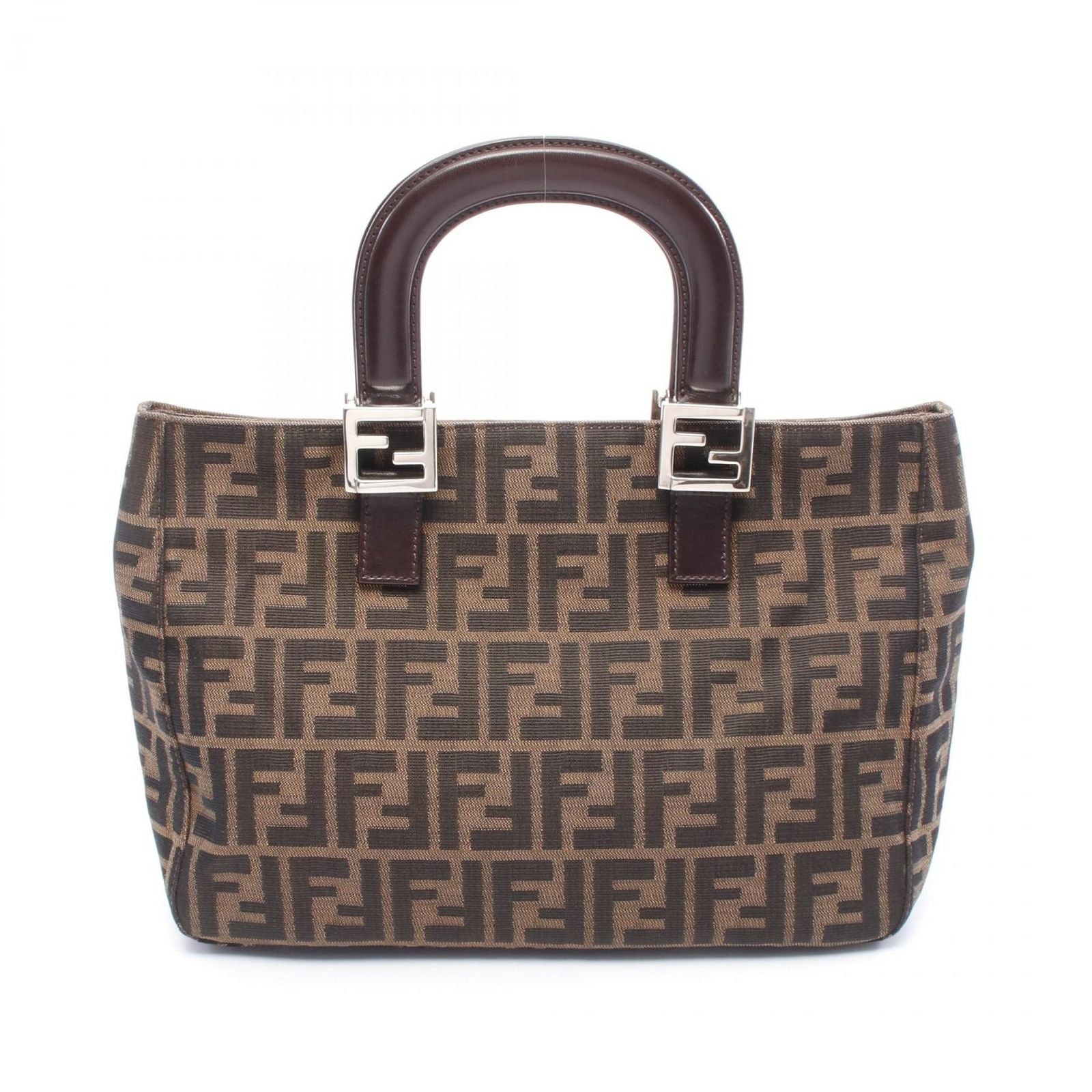 Fendi Tote Bag Zucca Black/khaki Canvas Leather Zucca Handbag Ladies B