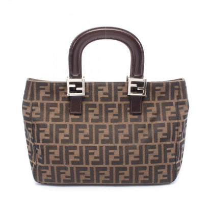 Fendi Tote Bag Zucca Black/khaki Canvas Leather Zucca Handbag Ladies B