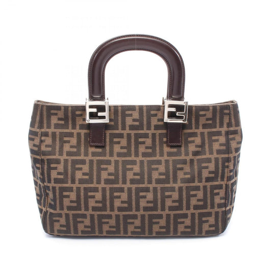 Fendi Tote Bag Zucca Black/khaki Canvas Leather Zucca Handbag Ladies B