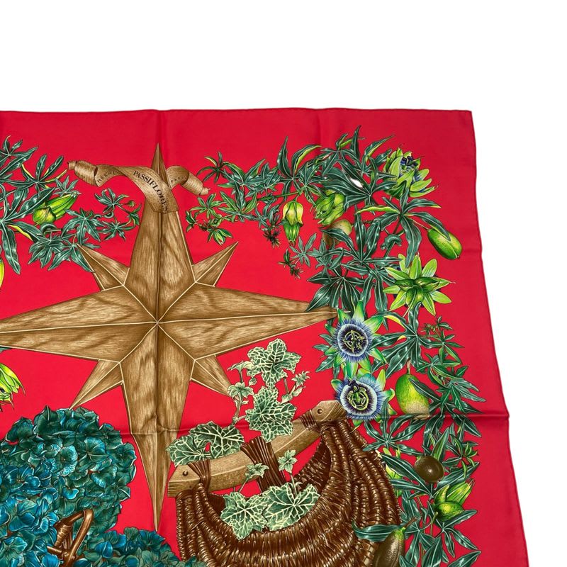 Hermes Scarf Carre 90 P 100% Silk Assiflores Passion Flower Black Red