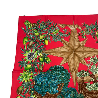 Hermes Scarf Carre 90 P 100% Silk Assiflores Passion Flower Black Red