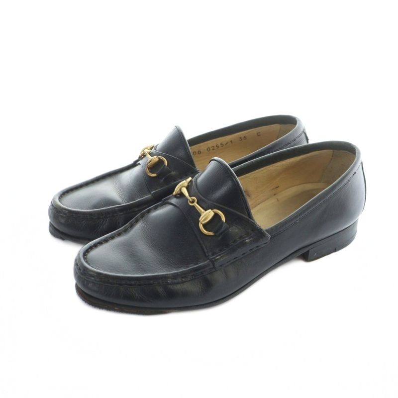 Gucci Loafer Moccasin Leather Horsebit Gold Hardware Logo 35 22cm (8.66in)