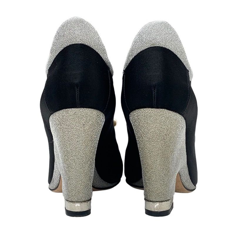 Chanel Boots Short Boots Booties Pearl Satin Black