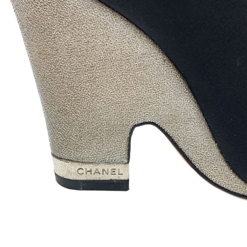 Chanel Boots Short Boots Booties Pearl Satin Black