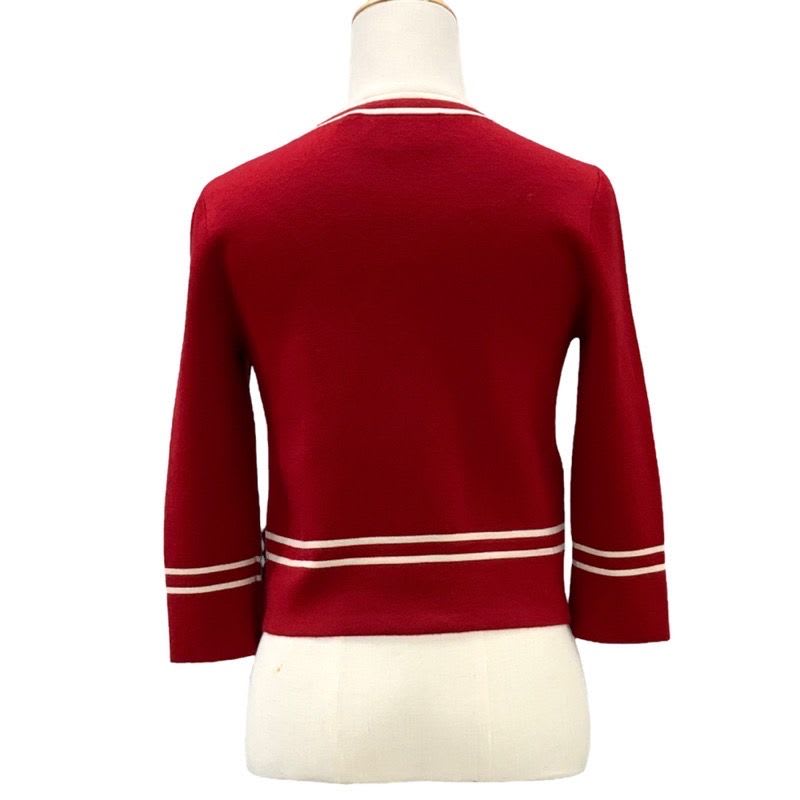 Gucci Cardigan Knit Jacket GG Jacquard Wool Red