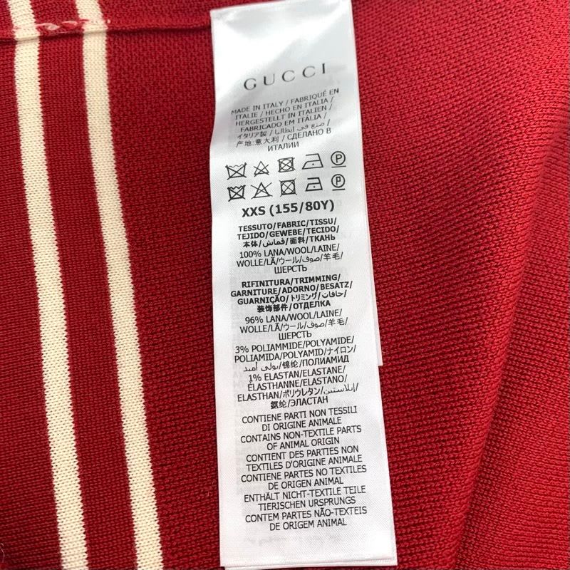 Gucci Cardigan Knit Jacket GG Jacquard Wool Red