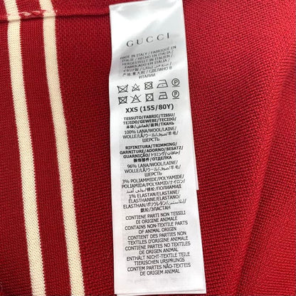 Gucci Cardigan Knit Jacket GG Jacquard Wool Red