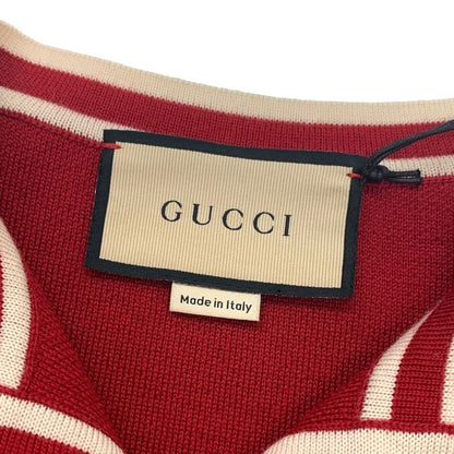 Gucci Cardigan Knit Jacket GG Jacquard Wool Red