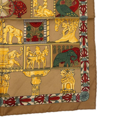 Hermes Scarf Silk Tower Torana Brown