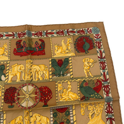 Hermes Scarf Silk Tower Torana Brown