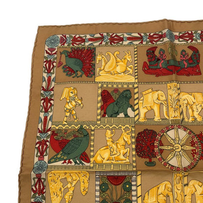 Hermes Scarf Silk Tower Torana Brown