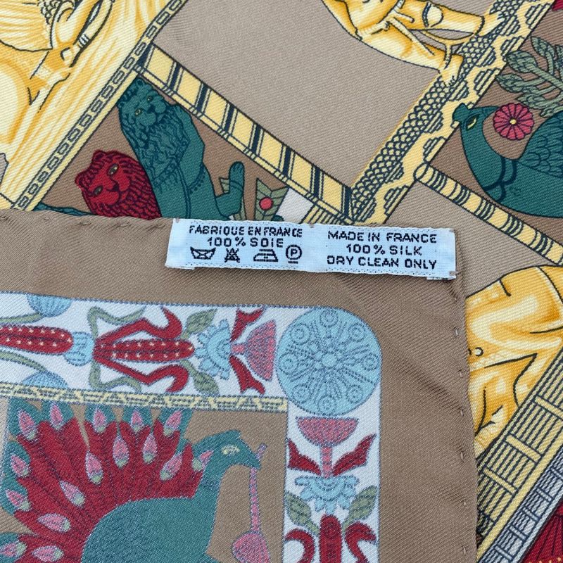 Hermes Scarf Silk Tower Torana Brown
