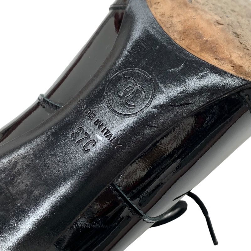 Chanel Boots Short Boots Booties Lace Up Here Mark Patent Black