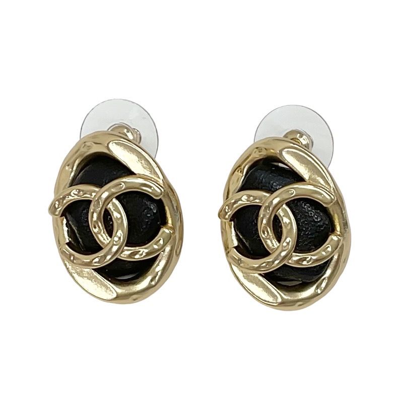 Chanel Earrings Earring Gold Black Coco Mark