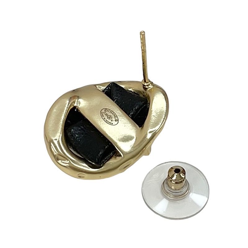 Chanel Earrings Earring Gold Black Coco Mark