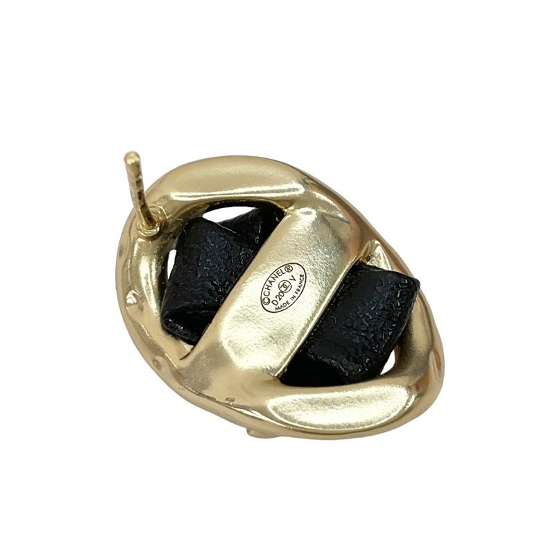 Chanel Earrings Earring Gold Black Coco Mark