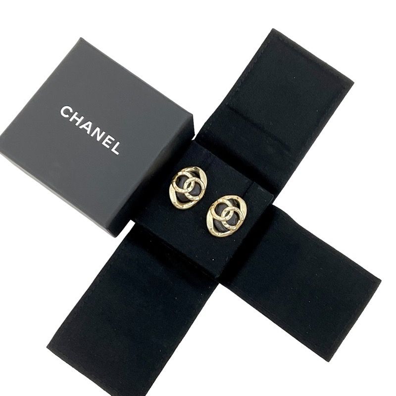 Chanel Earrings Earring Gold Black Coco Mark