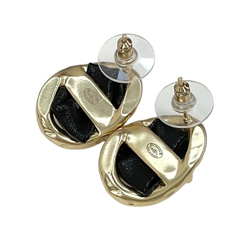 Chanel Earrings Earring Gold Black Coco Mark