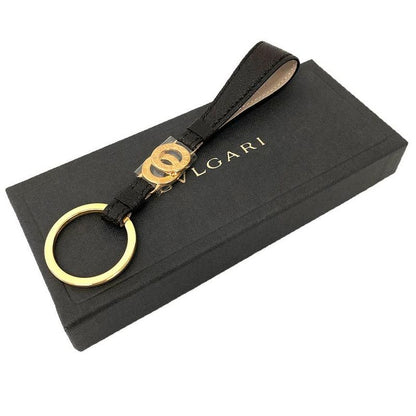 Bvlgari Doppiotondo Key Ring Key Holder 25435 Brown Gold Hardware Unused Aq12343