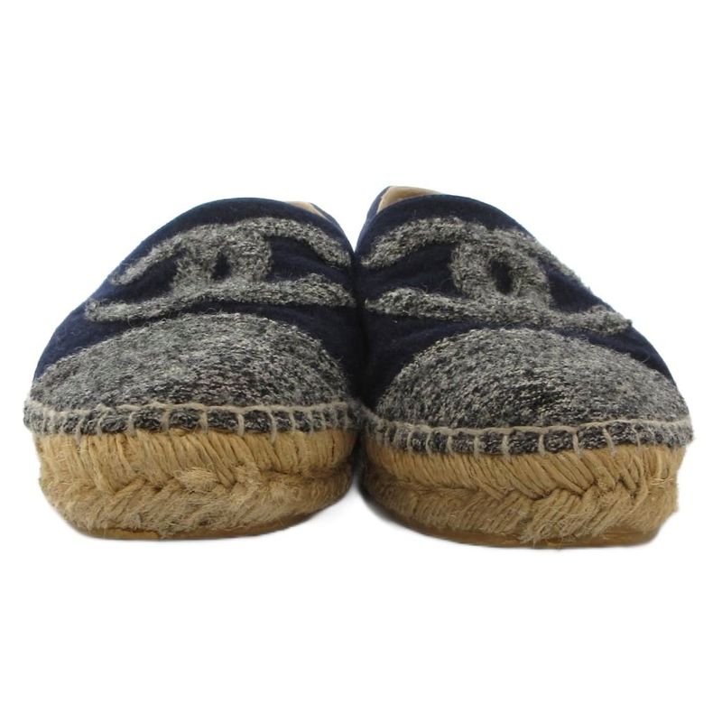 Chanel Coco Marc Espadrilles Slip-on Shoes Melton Navy Navy Navy JS - GY18