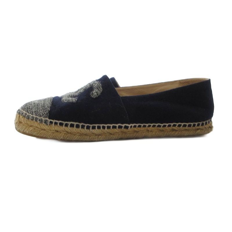 Chanel Coco Marc Espadrilles Slip-on Shoes Melton Navy Navy Navy JS - GY18