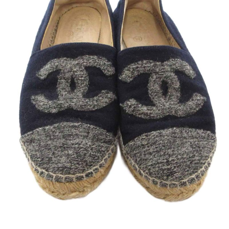 Chanel Coco Marc Espadrilles Slip-on Shoes Melton Navy Navy Navy JS - GY18