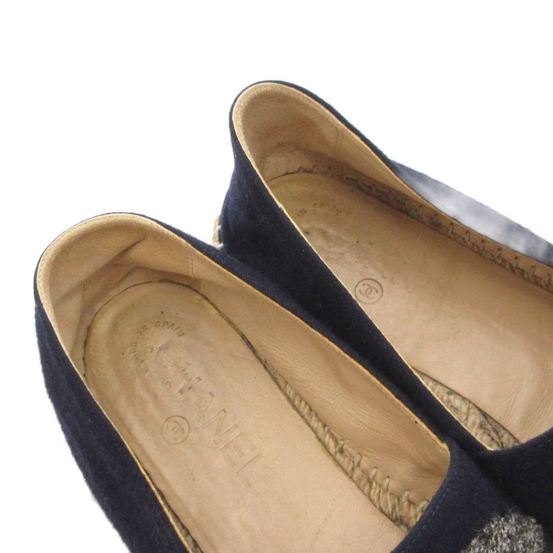Chanel Coco Marc Espadrilles Slip-on Shoes Melton Navy Navy Navy JS - GY18