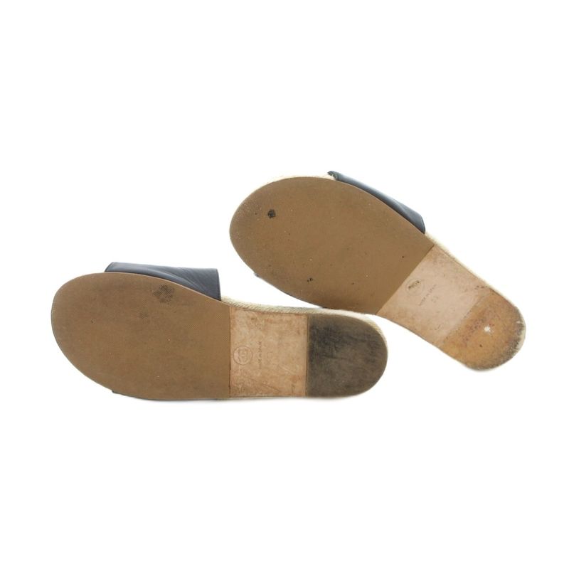 Chanel Espadrille Sandals Coco Marc Pearl Bijoux 38 Black Black UO - GY18