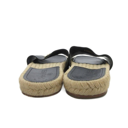 Chanel Espadrille Sandals Coco Marc Pearl Bijoux 38 Black Black UO - GY18