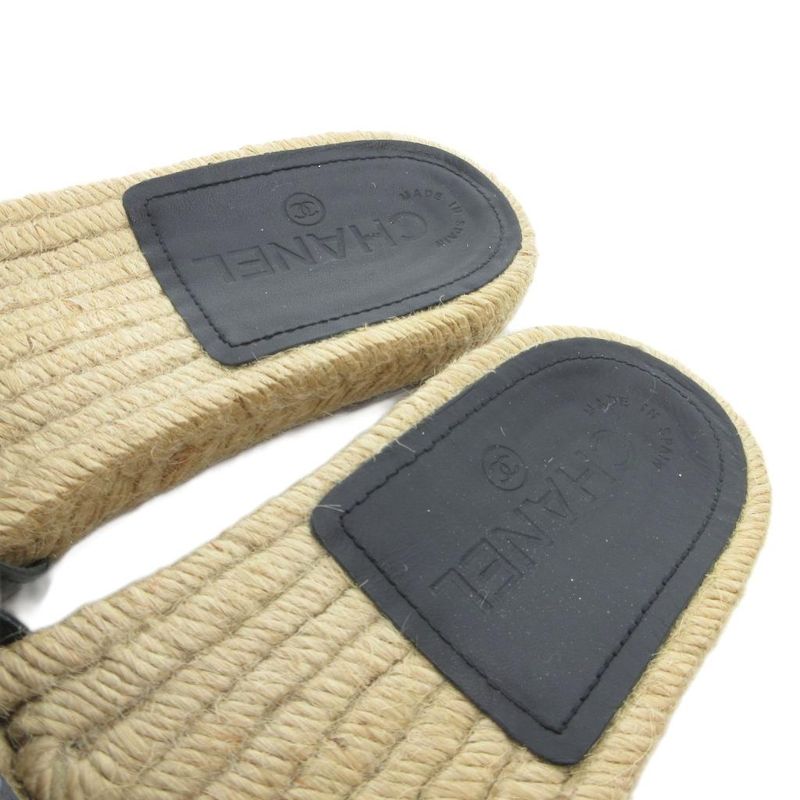 Chanel Espadrille Sandals Coco Marc Pearl Bijoux 38 Black Black UO - GY18