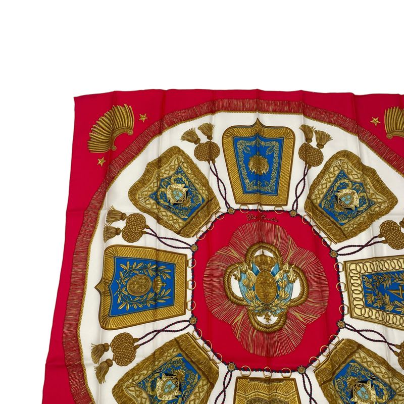 Hermes Carre 90 Scarf Silk Saber Decorative Bag Poste Et Cavalerie Red