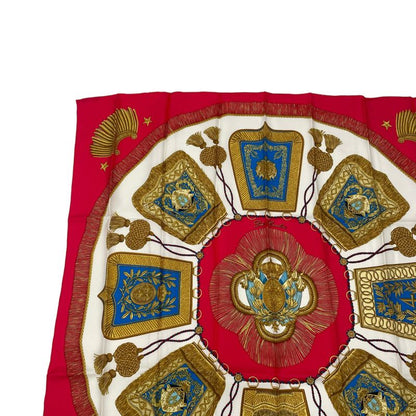 Hermes Carre 90 Scarf Silk Saber Decorative Bag Poste Et Cavalerie Red