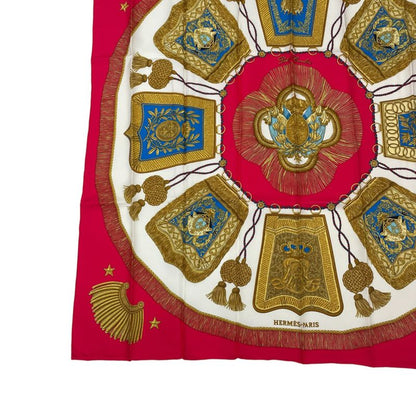 Hermes Carre 90 Scarf Silk Saber Decorative Bag Poste Et Cavalerie Red
