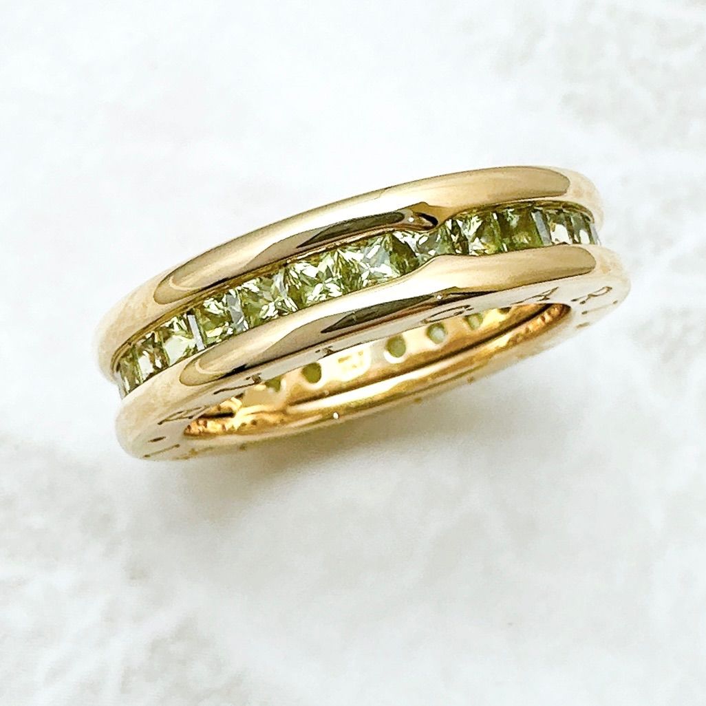 Bvlgari B-Zero1 Peridot Yellow Gold Ring 52 Approximately