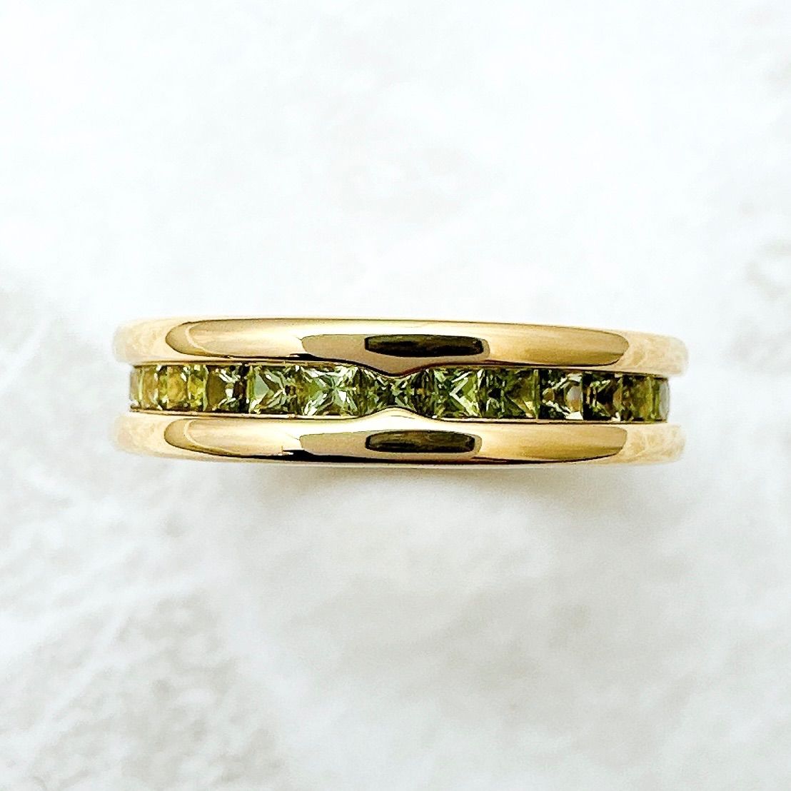 Bvlgari B-Zero1 Peridot Yellow Gold Ring 52 Approximately