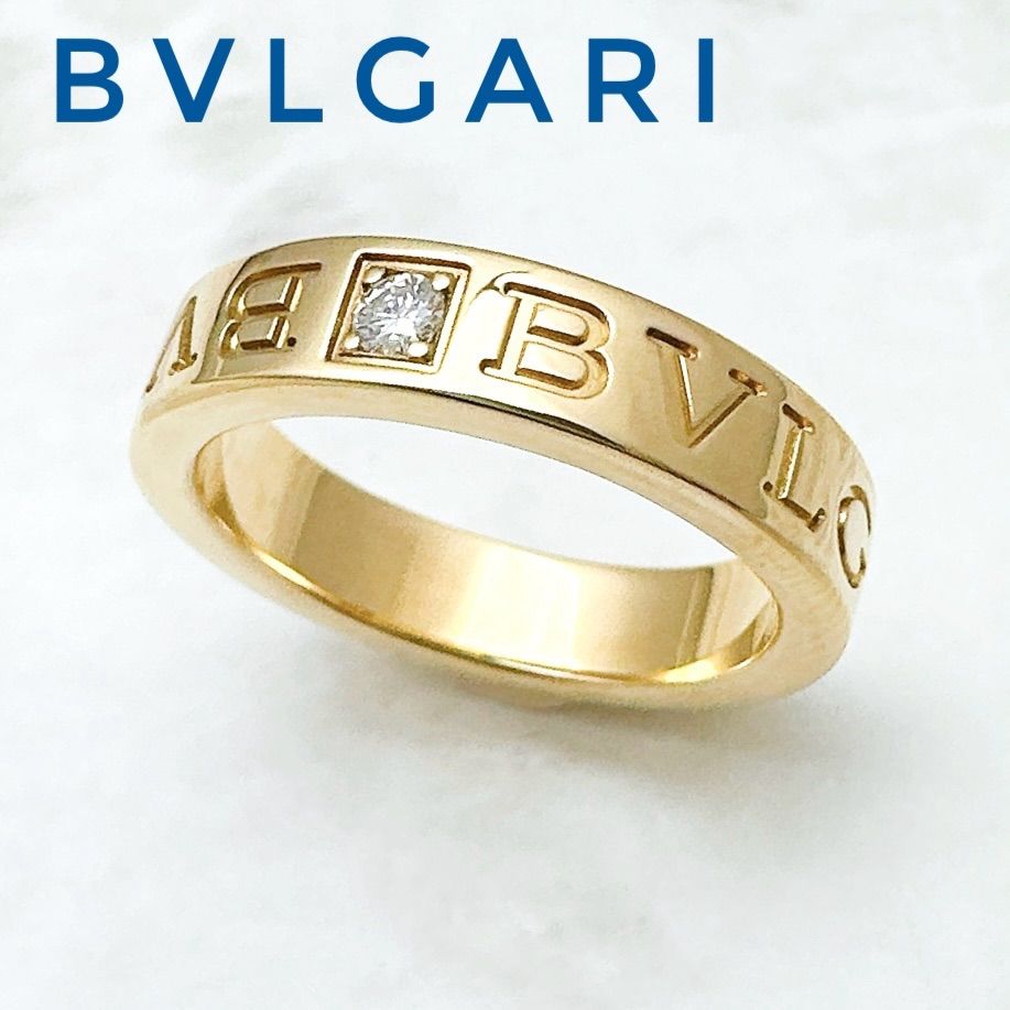 Bvlgari Double Logo Diamond Yellow Gold Ring 48 Approx 8