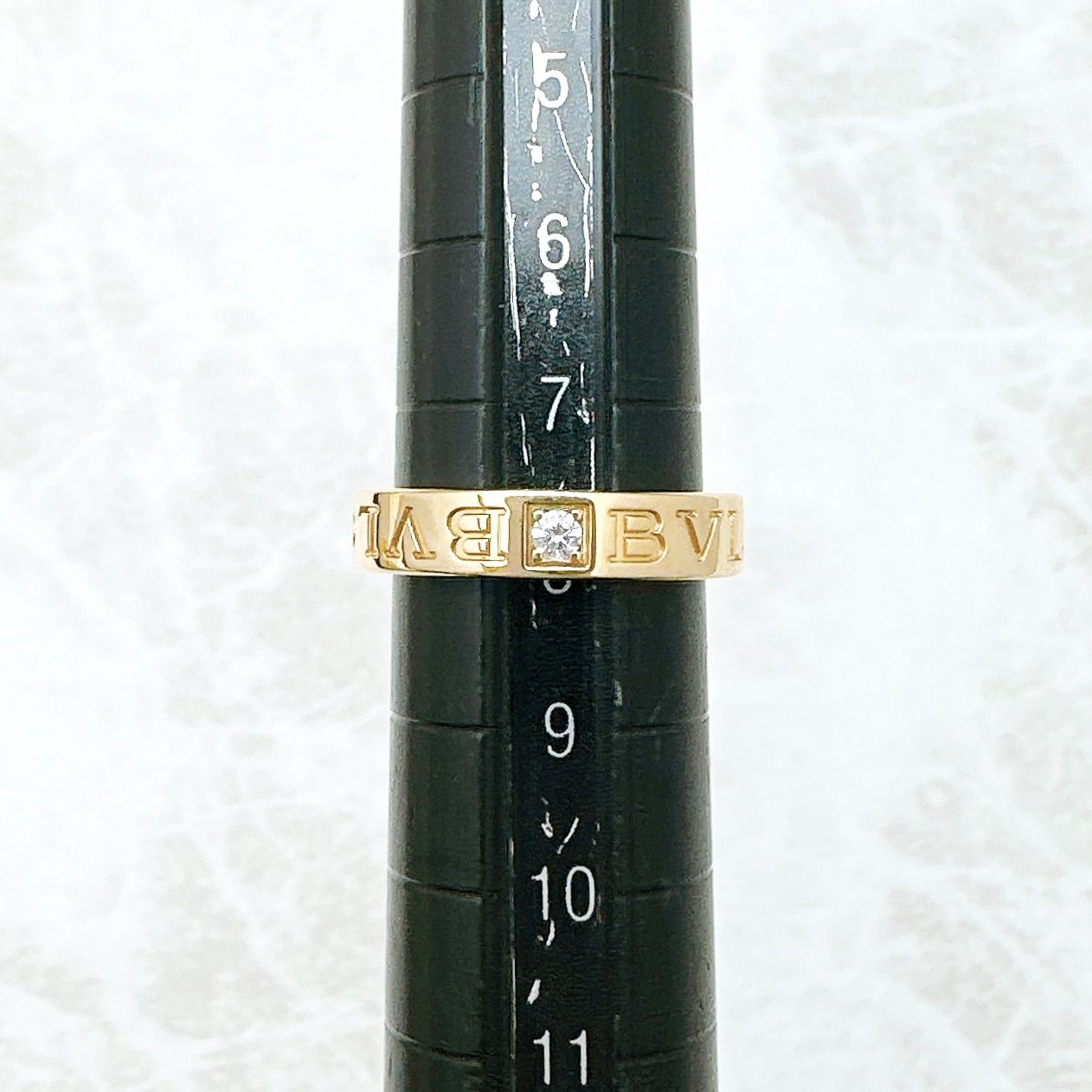 Bvlgari Double Logo Diamond Yellow Gold Ring 48 Approx 8