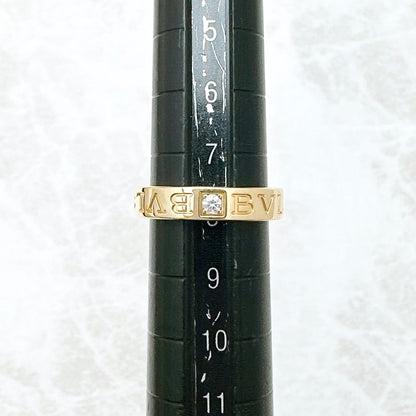 Bvlgari Double Logo Diamond Yellow Gold Ring 48 Approx 8