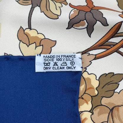 Hermes Scarf Silk Carre 90 Copeaux Sawdust Horse Pattern Tool Beige Navy White