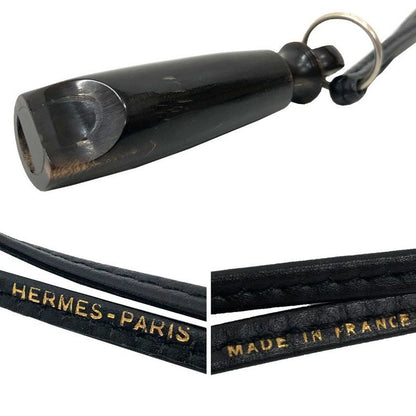 Hermes Chiffre Whistle Necklace Pendant Black Aq12333