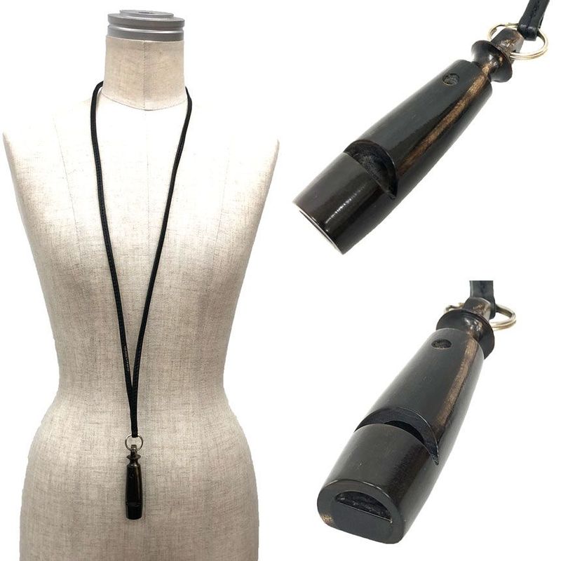 Hermes Chiffre Whistle Necklace Pendant Black Aq12333