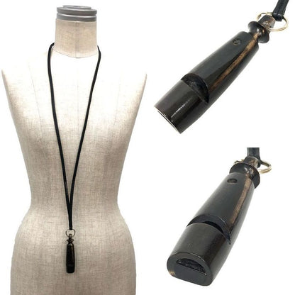 Hermes Chiffre Whistle Necklace Pendant Black Aq12333